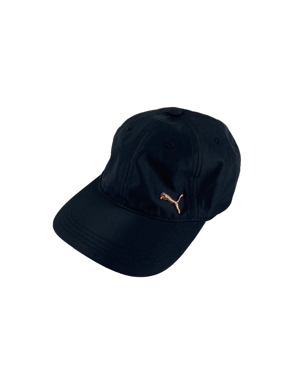 Puma Black Strapback Cap Copper Color Logo Clasp Lightweight Hat